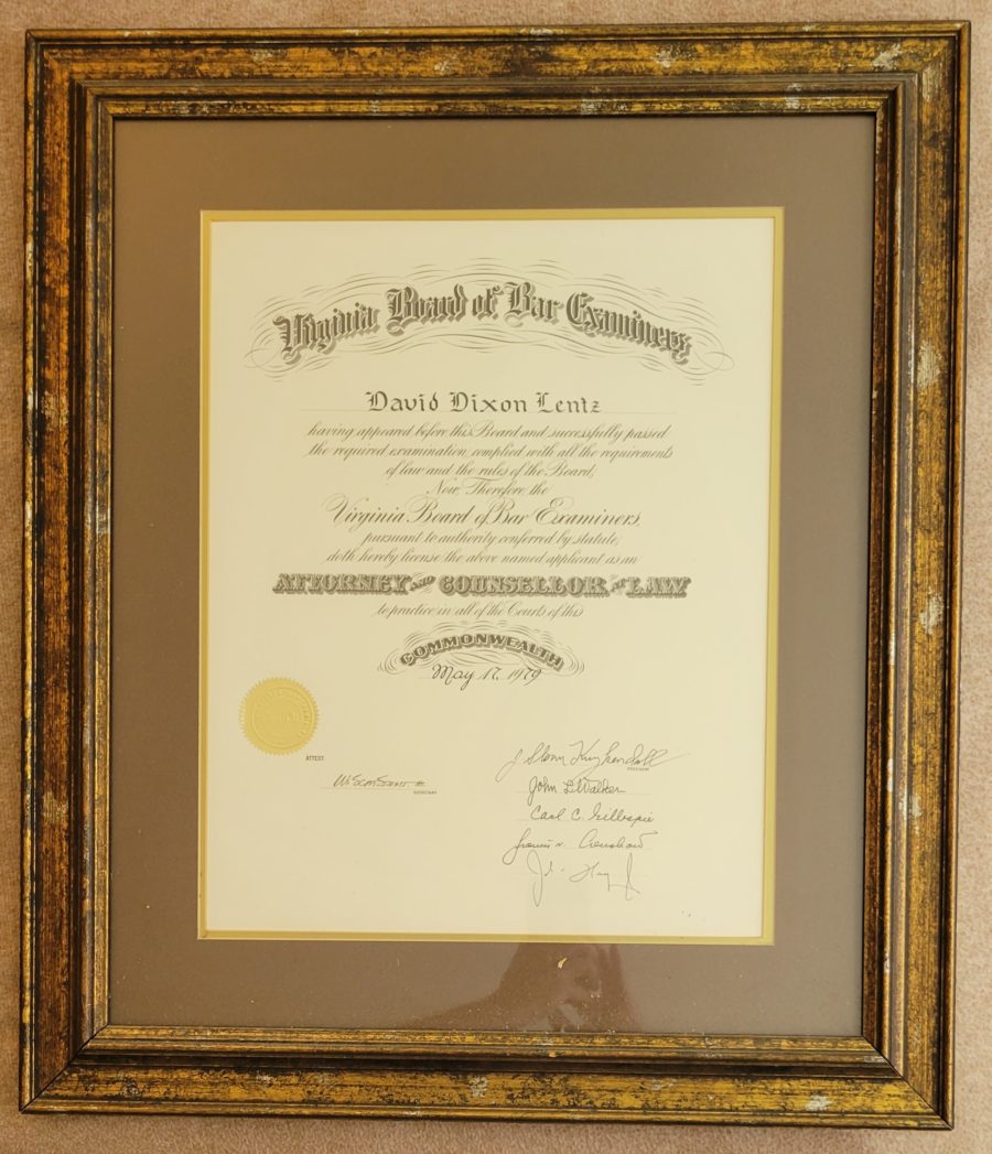 virginia-state-bar-admission-certificate-david-d-lentz-attorney-at-law